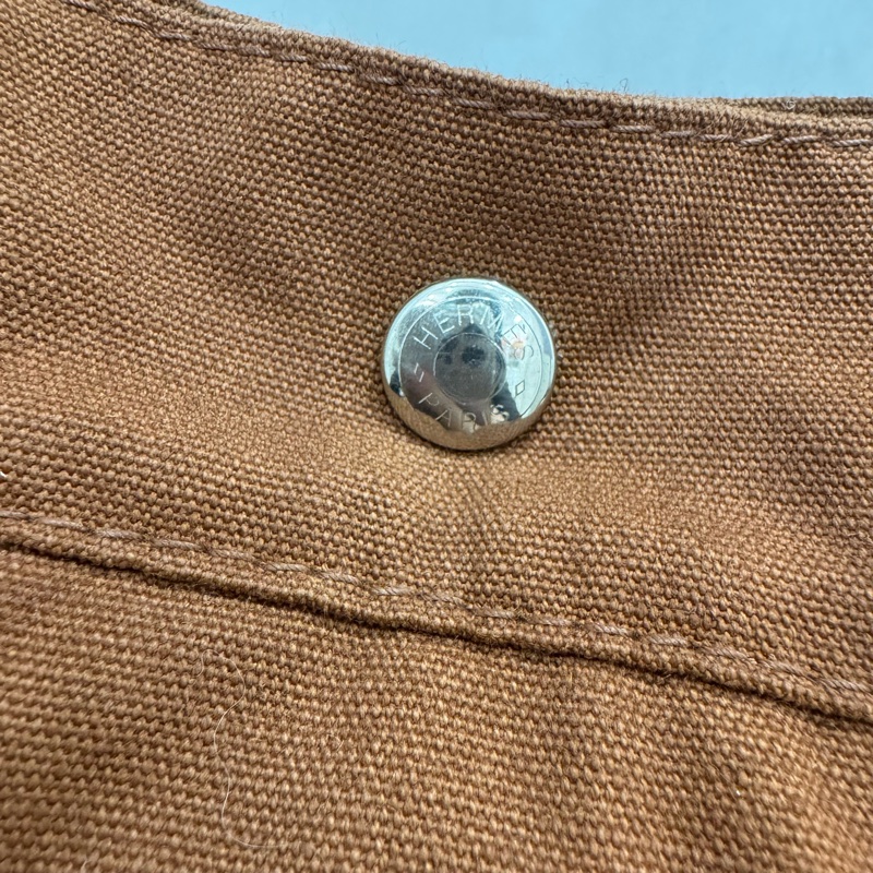 Hermès 帆布 拼皮手提包 購物包 vintage 特價出清-16