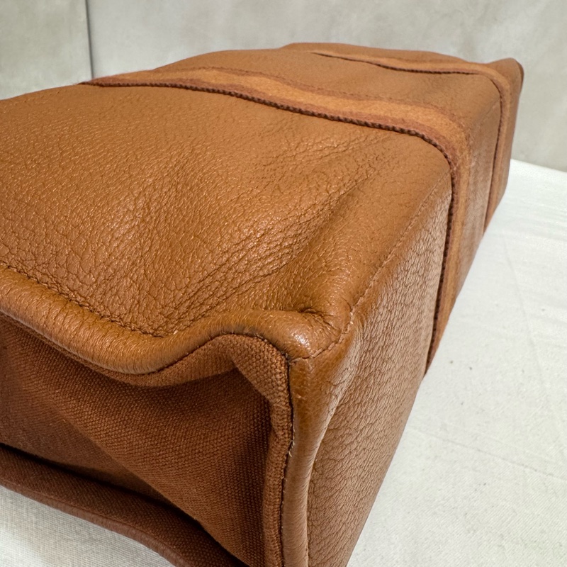 Hermès 帆布 拼皮手提包 購物包 vintage 特價出清-23