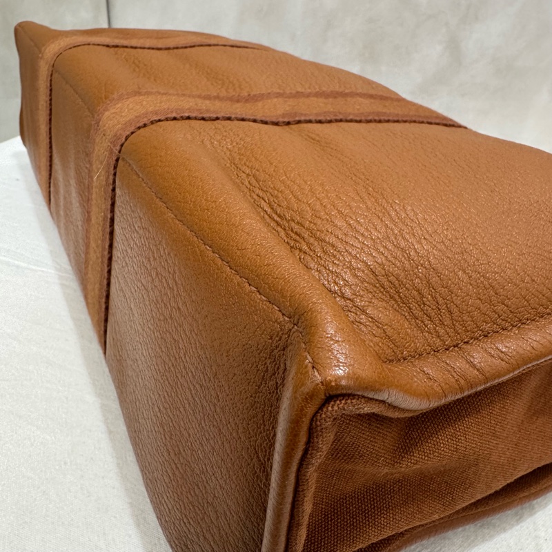 Hermès 帆布 拼皮手提包 購物包 vintage 特價出清-24
