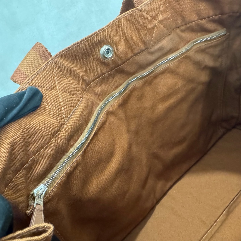 Hermès 帆布 拼皮手提包 購物包 vintage 特價出清-28