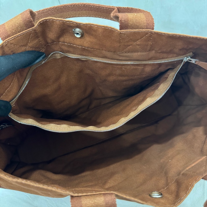 Hermès 帆布 拼皮手提包 購物包 vintage 特價出清-29