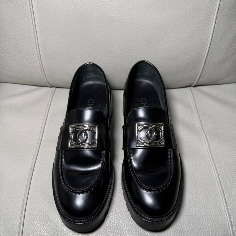 Chanel 香奈兒 黑色 logo 厚底 樂福鞋 95 新 36 碼-0