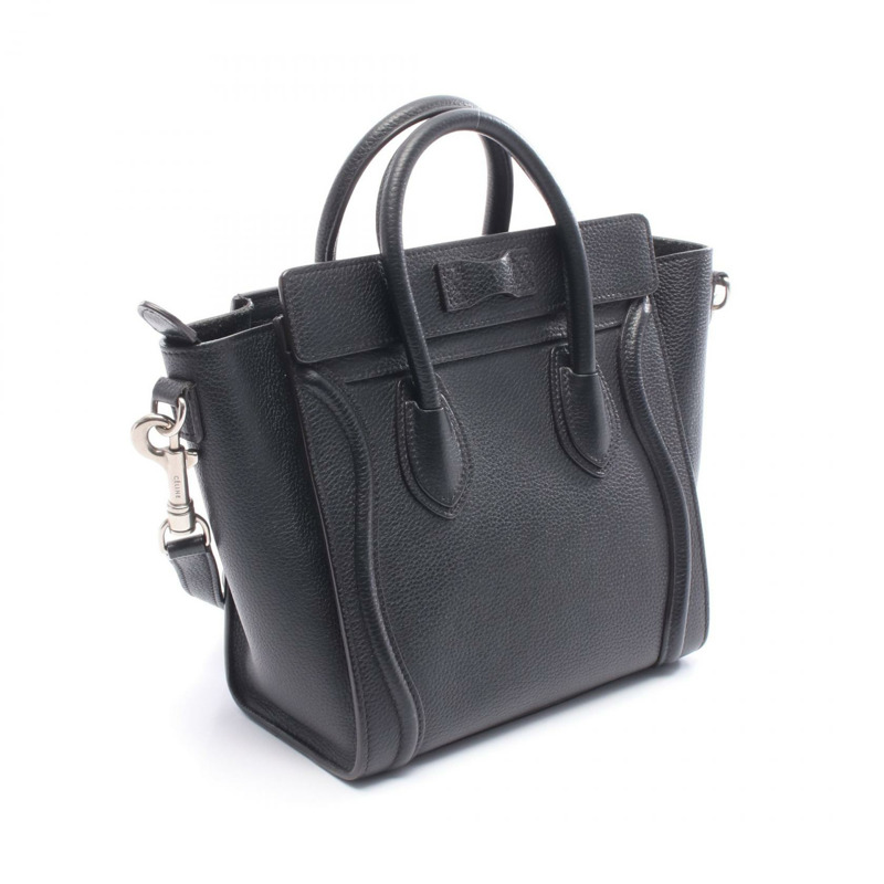 CELINE Luggage Nano Shopper 斜背單肩手提包，黑色皮革，二手女款-1