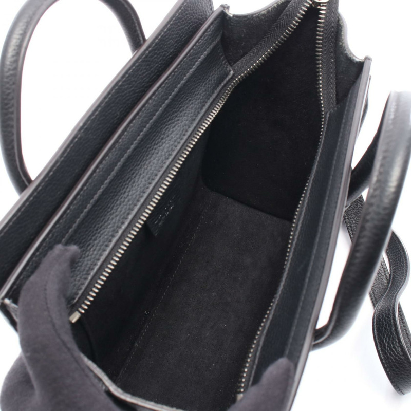 CELINE Luggage Nano Shopper 斜背單肩手提包，黑色皮革，二手女款-2