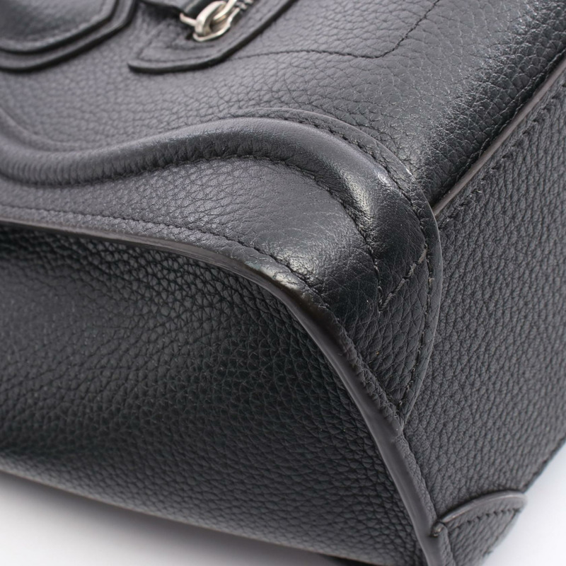 CELINE Luggage Nano Shopper 斜背單肩手提包，黑色皮革，二手女款-4