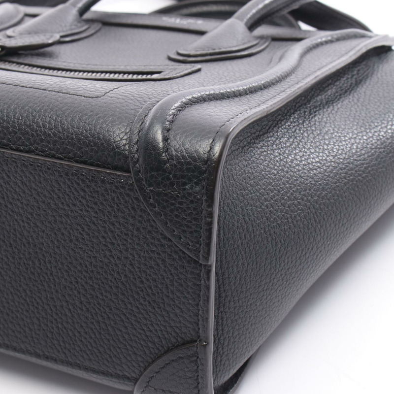 CELINE Luggage Nano Shopper 斜背單肩手提包，黑色皮革，二手女款-5