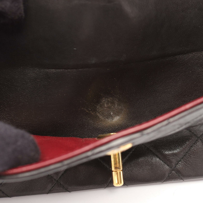 香奈兒 (CHANEL) Matelasse W 翻蓋鏈條單肩包，羊皮材質，黑色，二手，女士款，金色五金-8