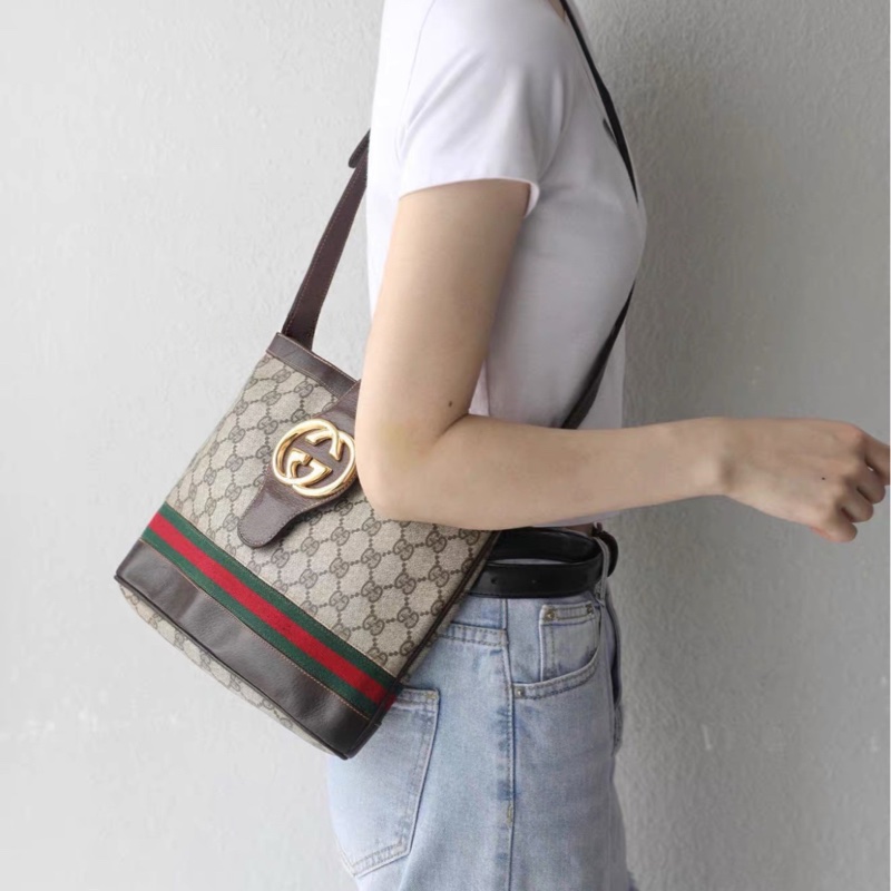 Gucci邦女郎 007女主角同款 經典紅綠老花大G金扣單肩斜背包-0