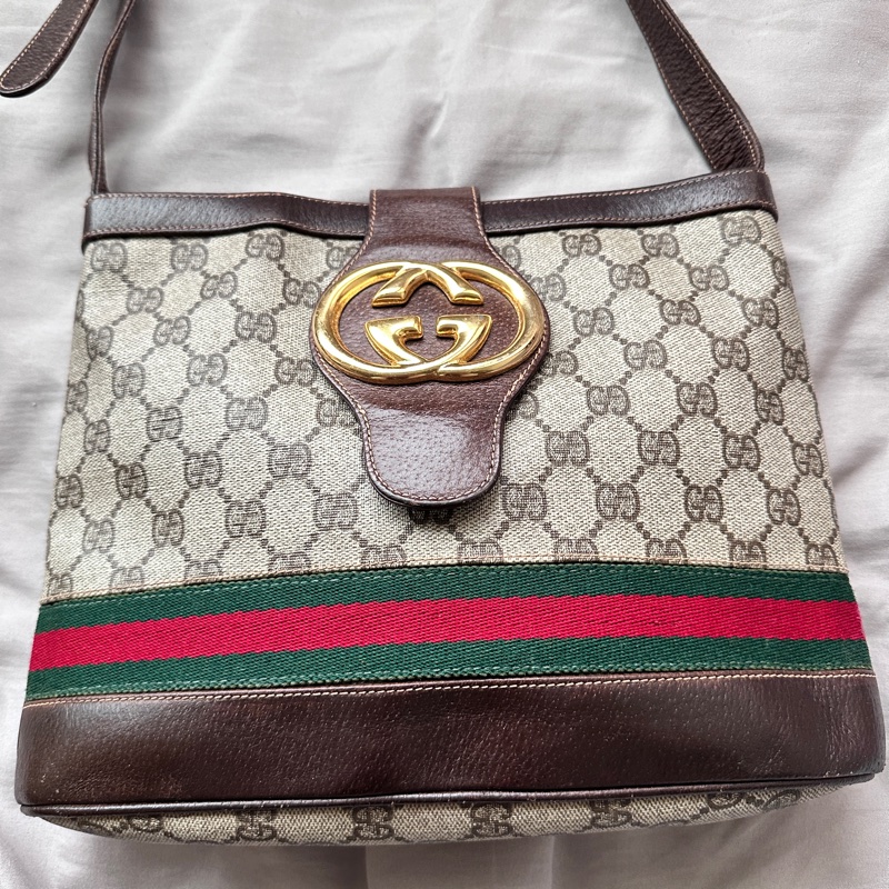 Gucci邦女郎 007女主角同款 經典紅綠老花大G金扣單肩斜背包-1