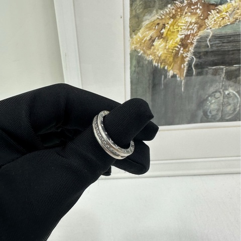 Bvlgari寶格麗Bzero1系列 18k白金滿鑽戒指 52碼