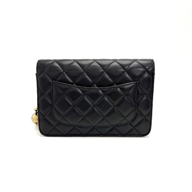 CHANEL 黑金羊皮金球woc肩背斜背包19*13*4 98新配件塵袋-6