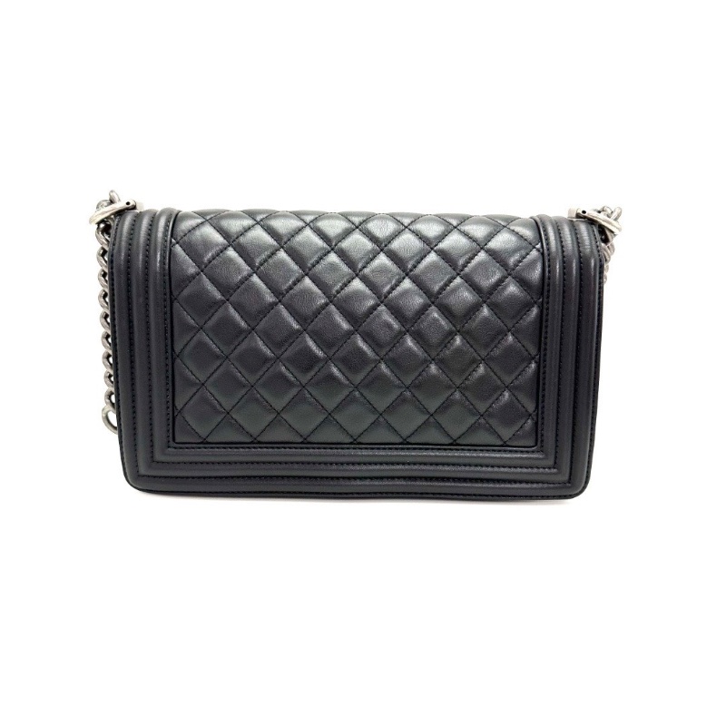 CHANEL 黑銀Leboy中號肩背斜背鏈條包25*14*7 98新配件塵袋-6