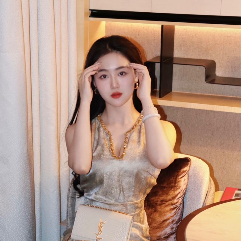 YSL粉金鰐魚壓紋肩背斜背包22*14*3 98新配件塵袋-0