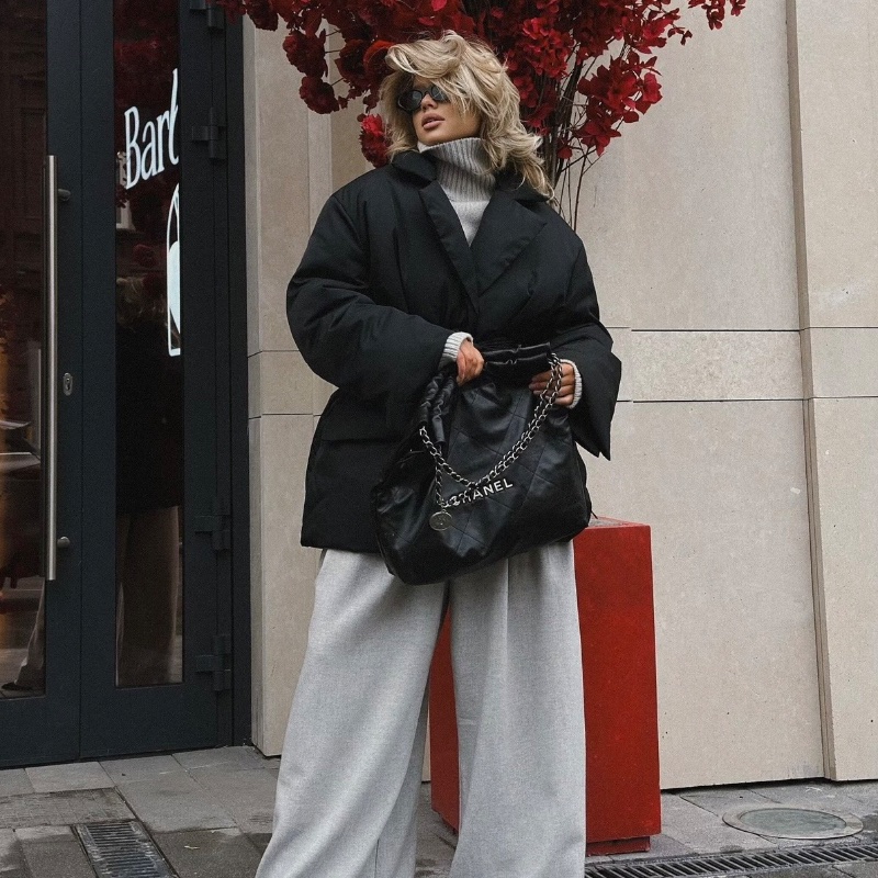 CHANEL 黑銀22bag小號子母垃圾袋35*31*7 98新配件塵袋-0