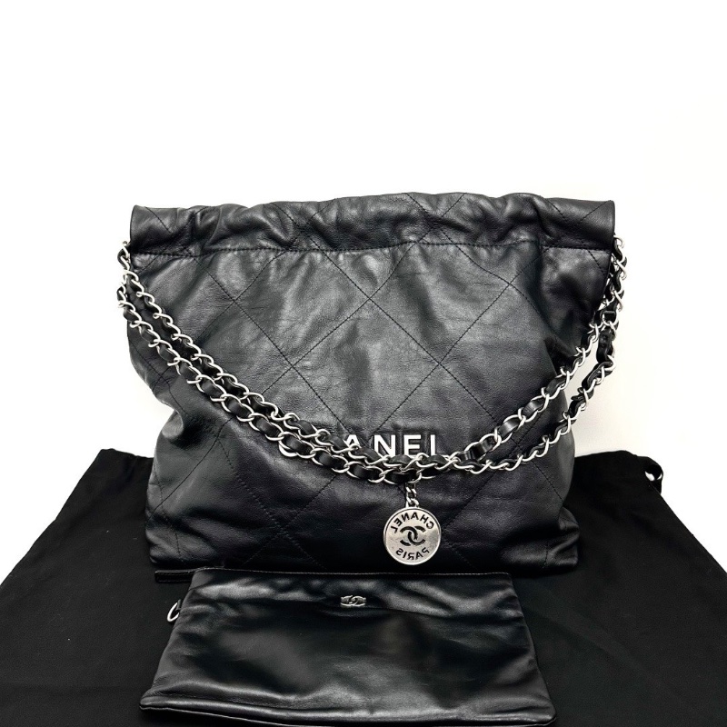 CHANEL 黑銀22bag小號子母垃圾袋35*31*7 98新配件塵袋-1