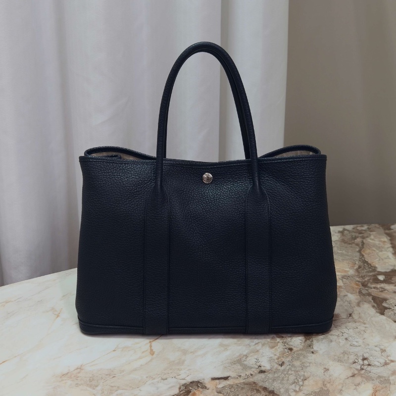 HERMES 藍色銀扣花園36手提袋36*25*18 98新配件塵袋-6