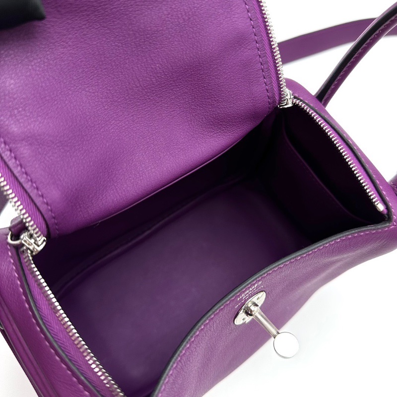 HERMES 海葵紫銀扣mini lindy手提斜背包18*13*10 99新配件盒子塵袋雨衣毛氈布-2