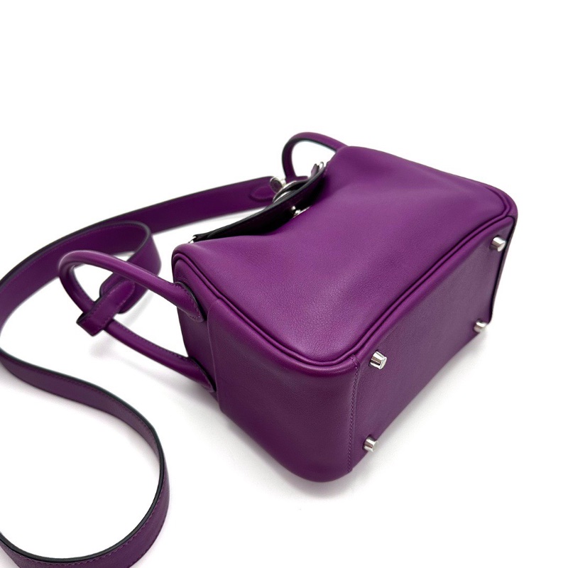 HERMES 海葵紫銀扣mini lindy手提斜背包18*13*10 99新配件盒子塵袋雨衣毛氈布-3