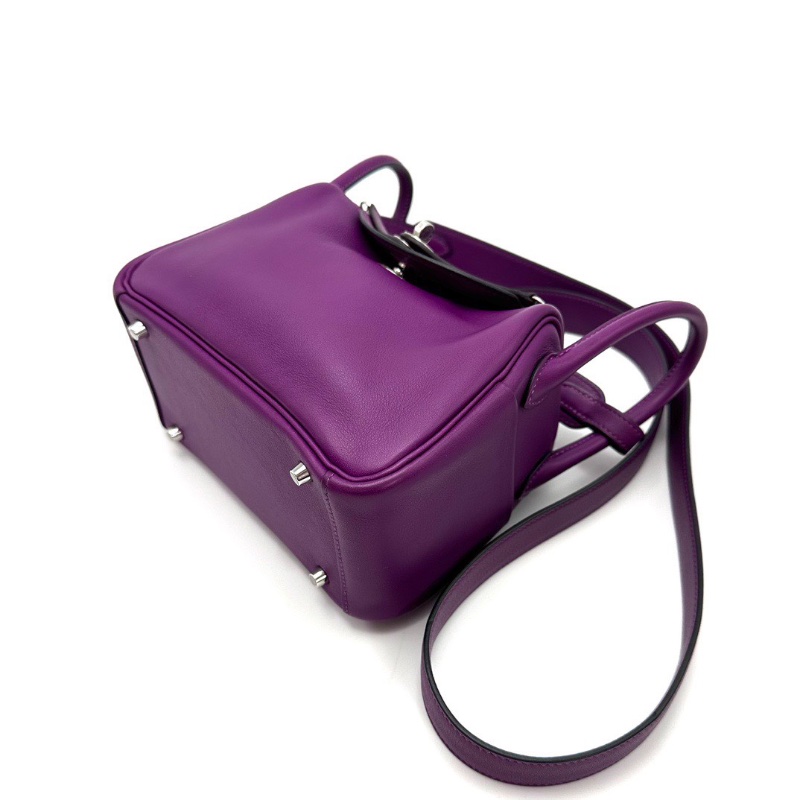 HERMES 海葵紫銀扣mini lindy手提斜背包18*13*10 99新配件盒子塵袋雨衣毛氈布-5