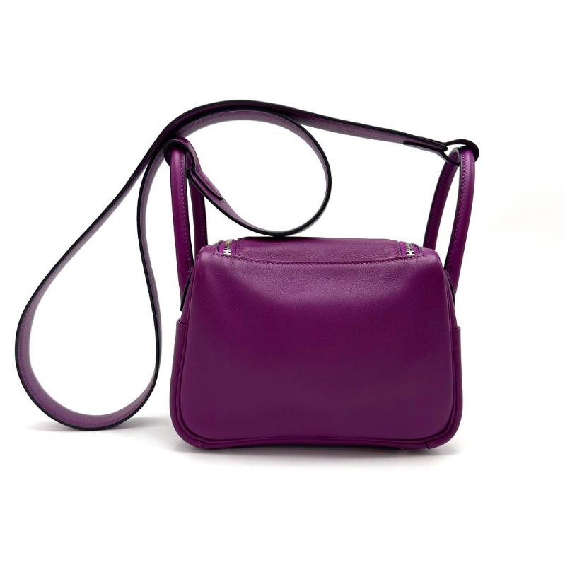 HERMES 海葵紫銀扣mini lindy手提斜背包18*13*10 99新配件盒子塵袋雨衣毛氈布-6