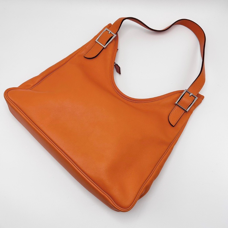 HERMES 橙色银扣Massai hobo包32*29*17 98新配件塵袋-5