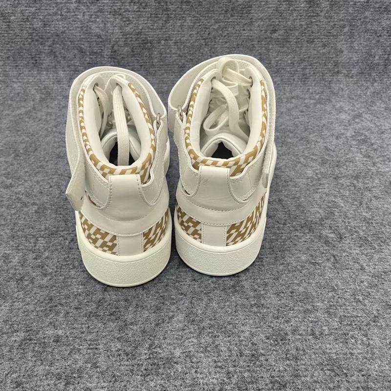 HERMES愛馬仕 Freestyle 帆布皮革高幫系帶時尚板鞋 白色41碼閒置未使用-4