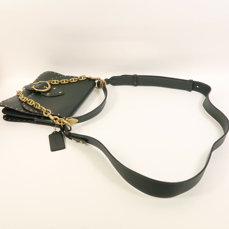 COACH 牛皮皮革Beat Shoulder Bag With Rivets金扣手挽肩背兩用袋-8
