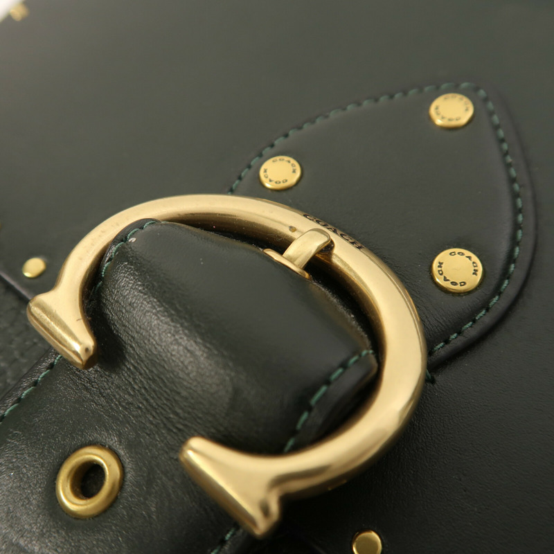 COACH 牛皮皮革Beat Shoulder Bag With Rivets金扣手挽肩背兩用袋-17