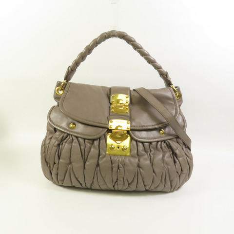Miu Miu 羊皮皮革Shoulder Bag金扣手挽肩背兩用袋