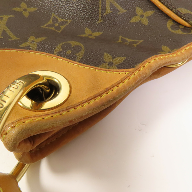 LOUIS VUITTON Monogram Galliera PM金扣肩背袋棕色-15