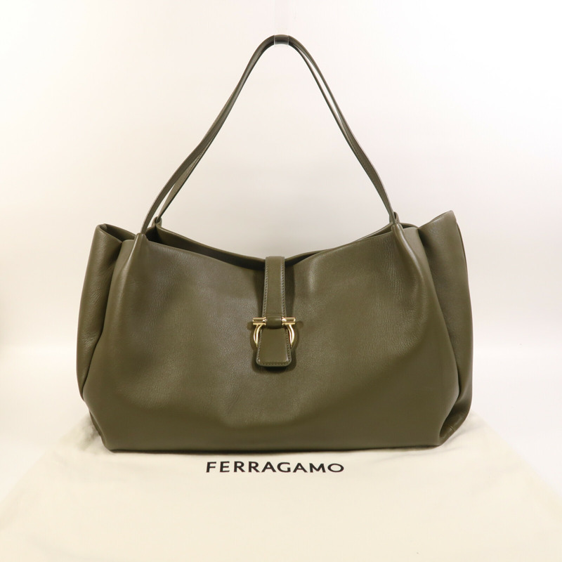 Salvatore Ferragamo 羊皮皮革Tote Bag金扣肩背袋-17