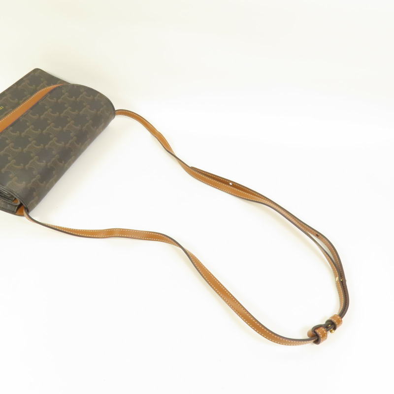 CELINE 塗層帆布Tripmphe Wallet On Strap金扣肩背袋-4