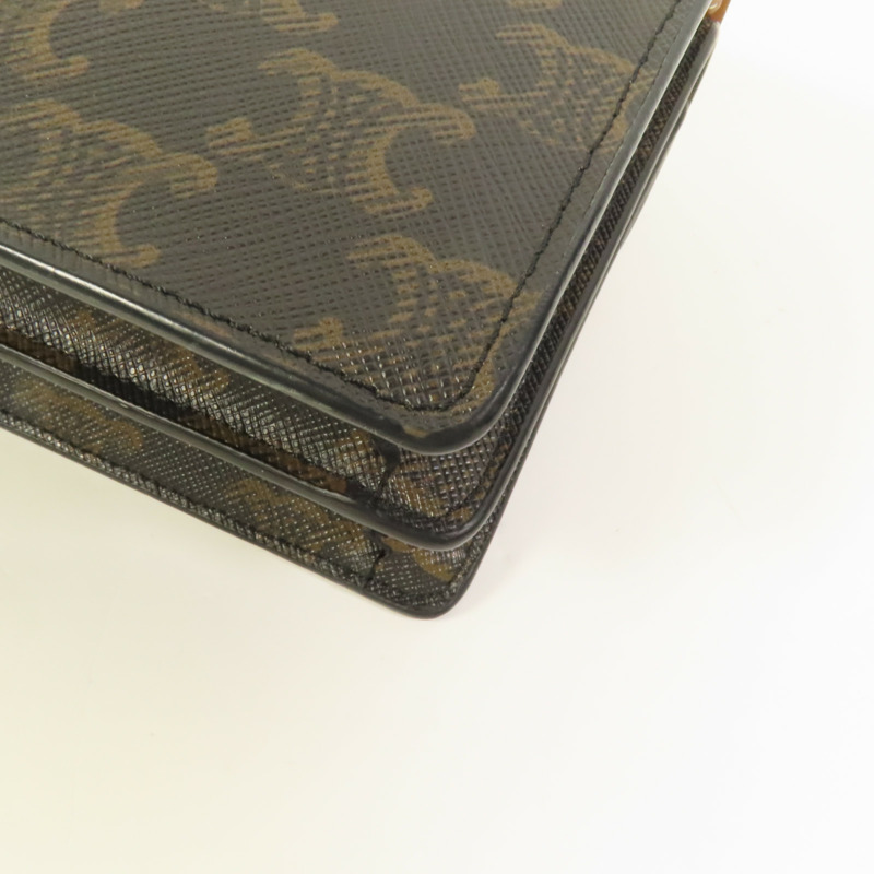 CELINE 塗層帆布Tripmphe Wallet On Strap金扣肩背袋-9