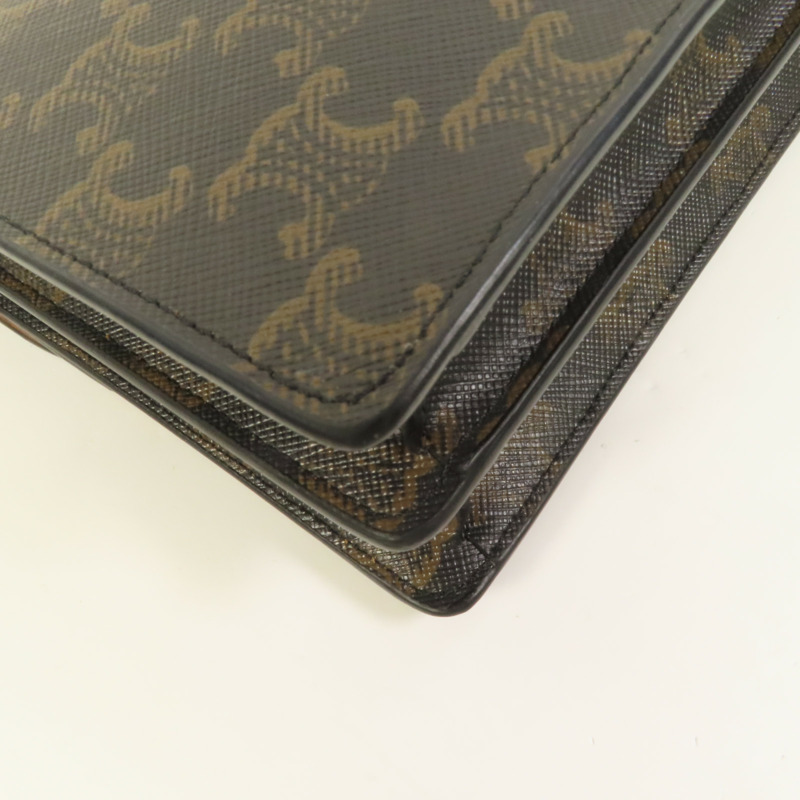 CELINE 塗層帆布Tripmphe Wallet On Strap金扣肩背袋-10