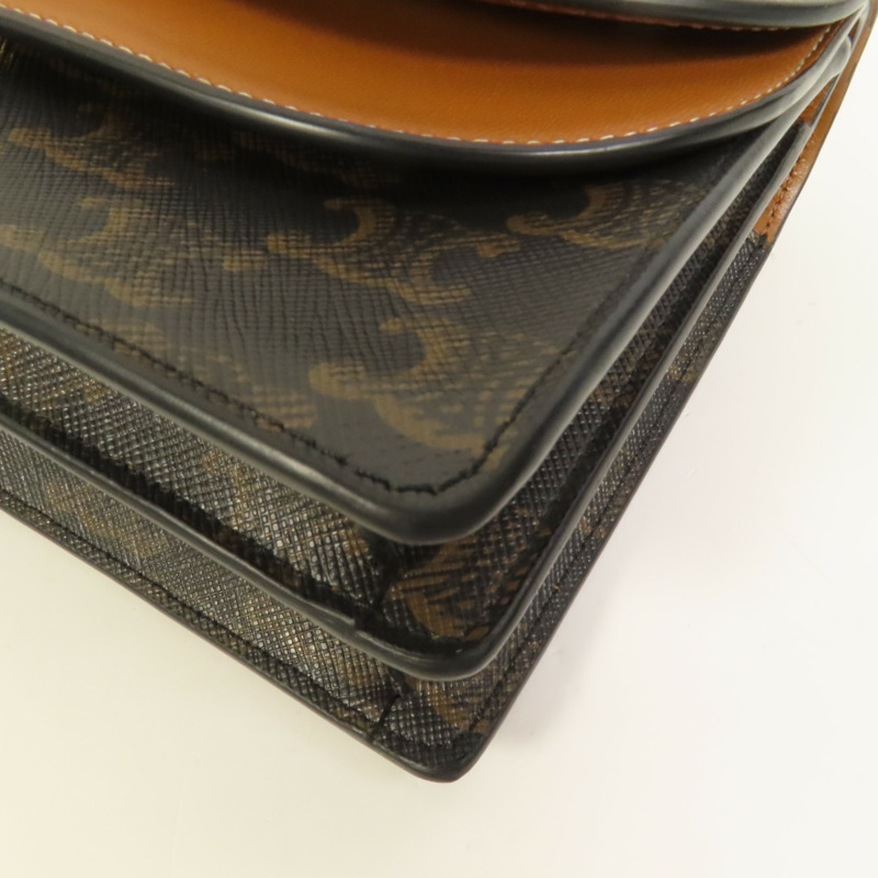 CELINE 塗層帆布Tripmphe Wallet On Strap金扣肩背袋-11