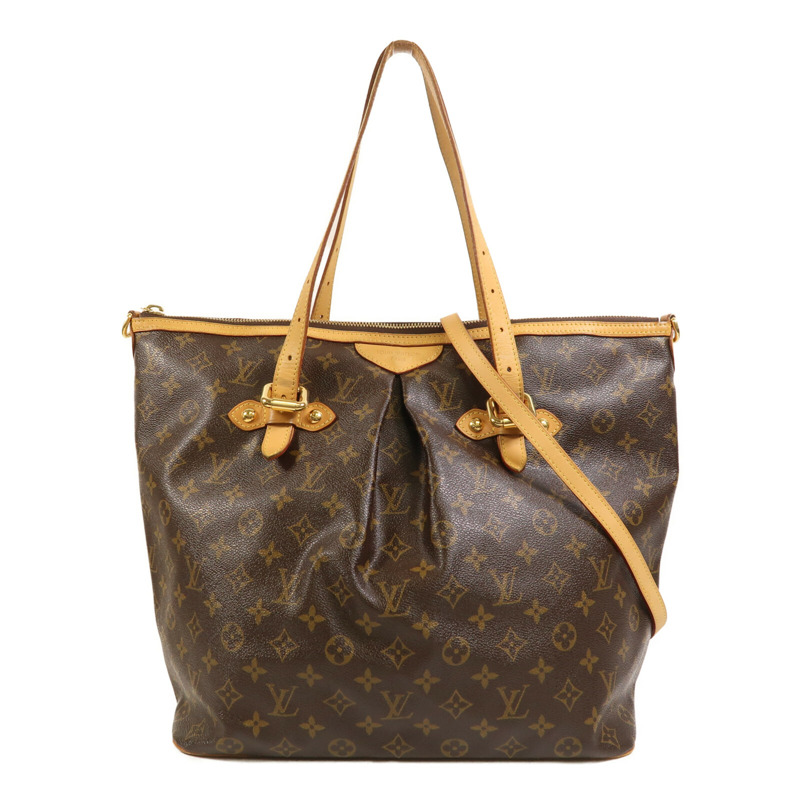 LOUIS VUITTON Monogram Palermo GM金扣手挽肩背兩用袋棕色-0