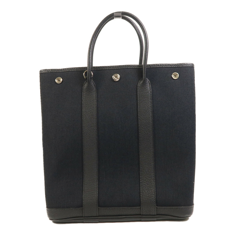 HERMES Negonda皮革/帆布Garden File PM銀扣手挽肩背兩用袋-1