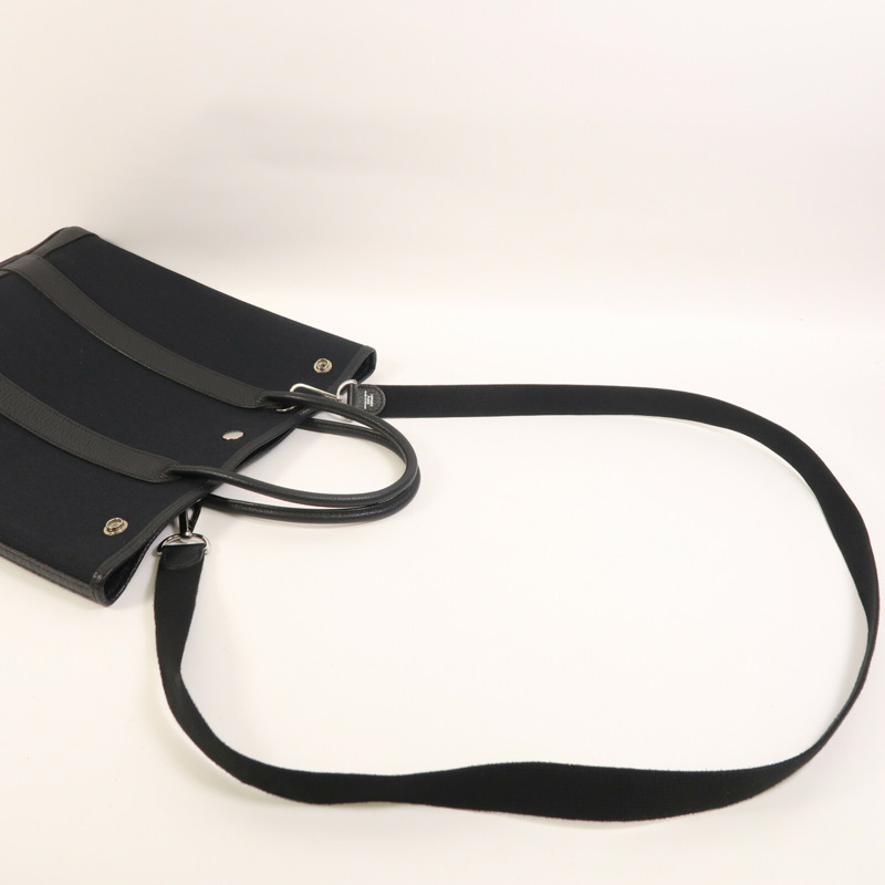 HERMES Negonda皮革/帆布Garden File PM銀扣手挽肩背兩用袋-8