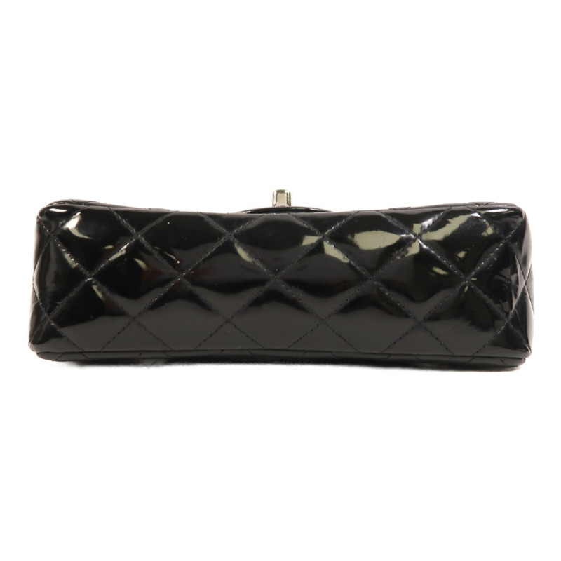 CHANEL 漆皮皮革Mini Classic 20銀扣鏈帶肩背袋-3
