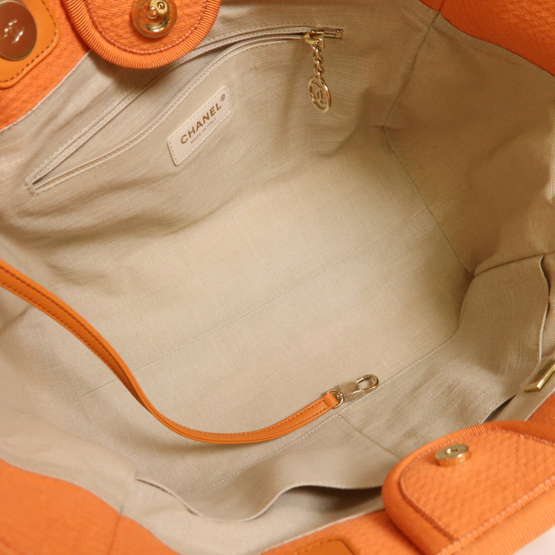 CHANEL 帆布Deauville Tote金扣手挽肩背兩用袋-12