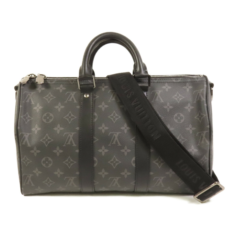 LOUIS VUITTON Monogram Eclipse Keepall Bandouliere 35手挽肩背兩用袋-0