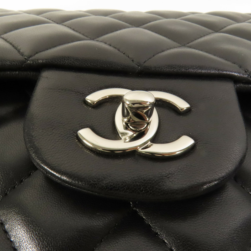 CHANEL 羊皮皮革Large Classic銀扣鏈帶肩背袋-5
