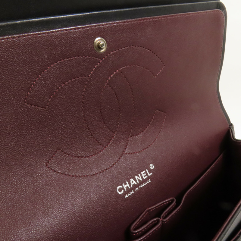 CHANEL 羊皮皮革Large Classic銀扣鏈帶肩背袋-6