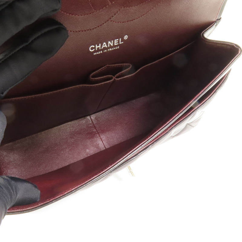 CHANEL 羊皮皮革Large Classic銀扣鏈帶肩背袋-7