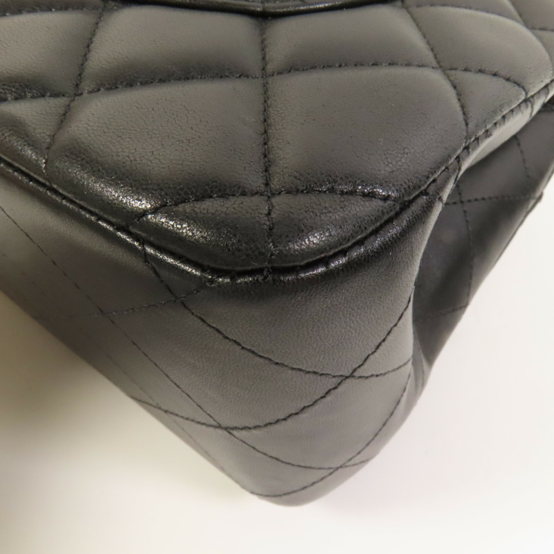 CHANEL 羊皮皮革Large Classic銀扣鏈帶肩背袋-12