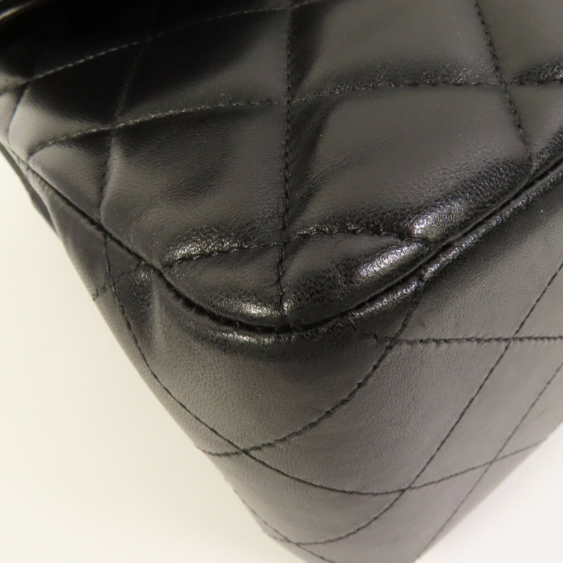 CHANEL 羊皮皮革Large Classic銀扣鏈帶肩背袋-14