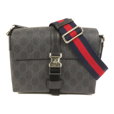 GUCCI 塗層帆布Shoulder Bag銀扣肩背袋