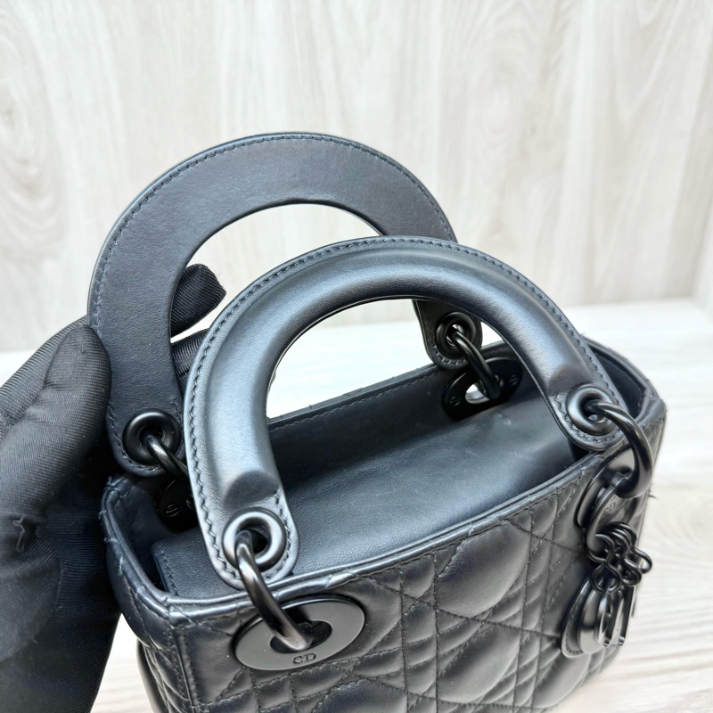 DIOR黑色啞光小牛皮LADY DIOR MINI黛妃M0505SLOI-14