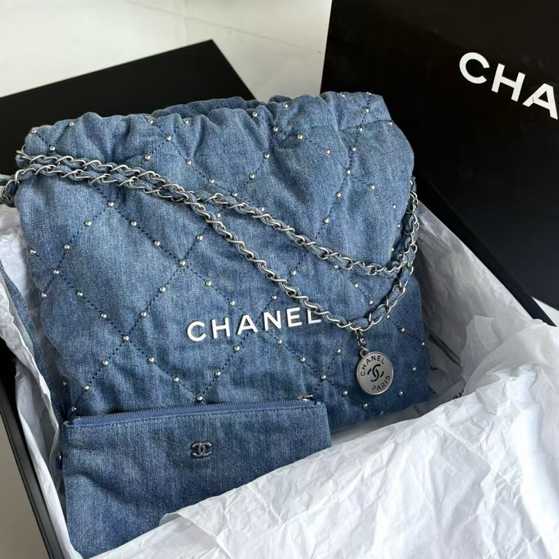 全新全配🈶25年購證❤️ 香奈兒 #22bag #牛仔 #小號 #丹寧-0