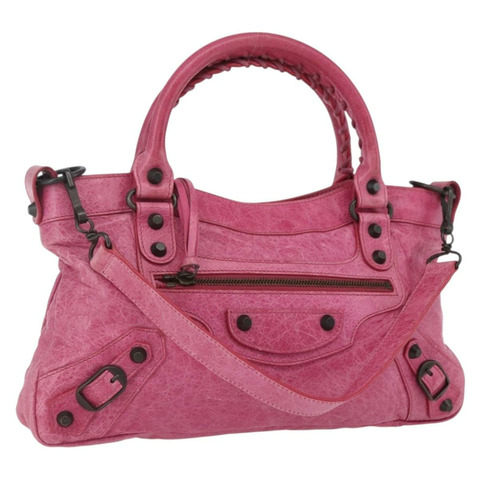 BALENCIAGA The Town 手提包 皮革 2way 粉紅色 103208 Auth am10166V